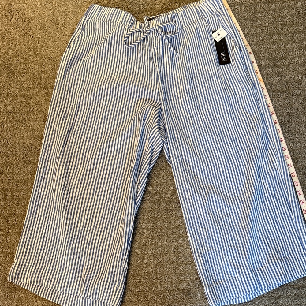 Blue and White Striped Pants